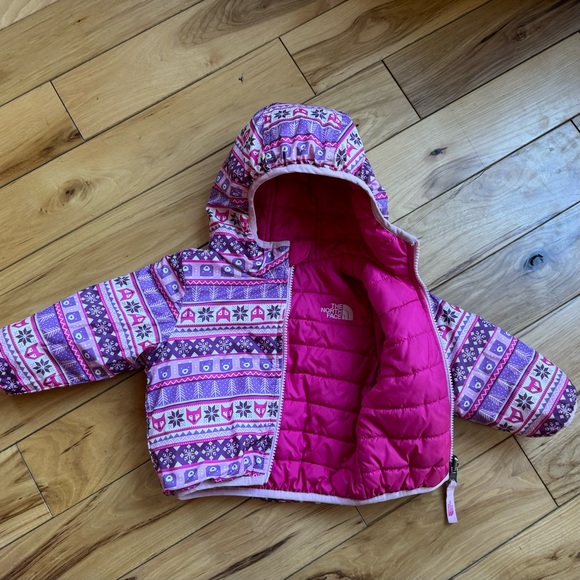 North Face Baby Girl Reversible Down Sweater 3-6m - Picture 1 of 2